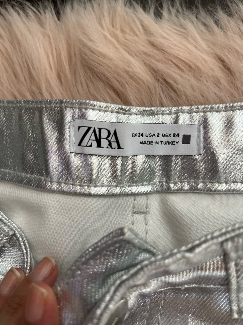 Zara metallic boyfriend jean sz 2 - Picture 3 of 7